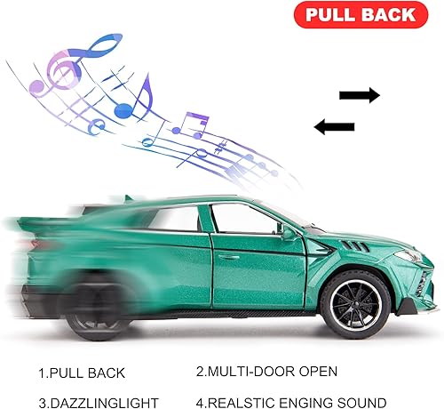 Miniatura 3 de WAKAKAC Coche de juguete para 132 Urus modelo Car Pull Back con luz y sonido Vehículo de juguete para niños pequeños de 3 años y niñas, regalo de