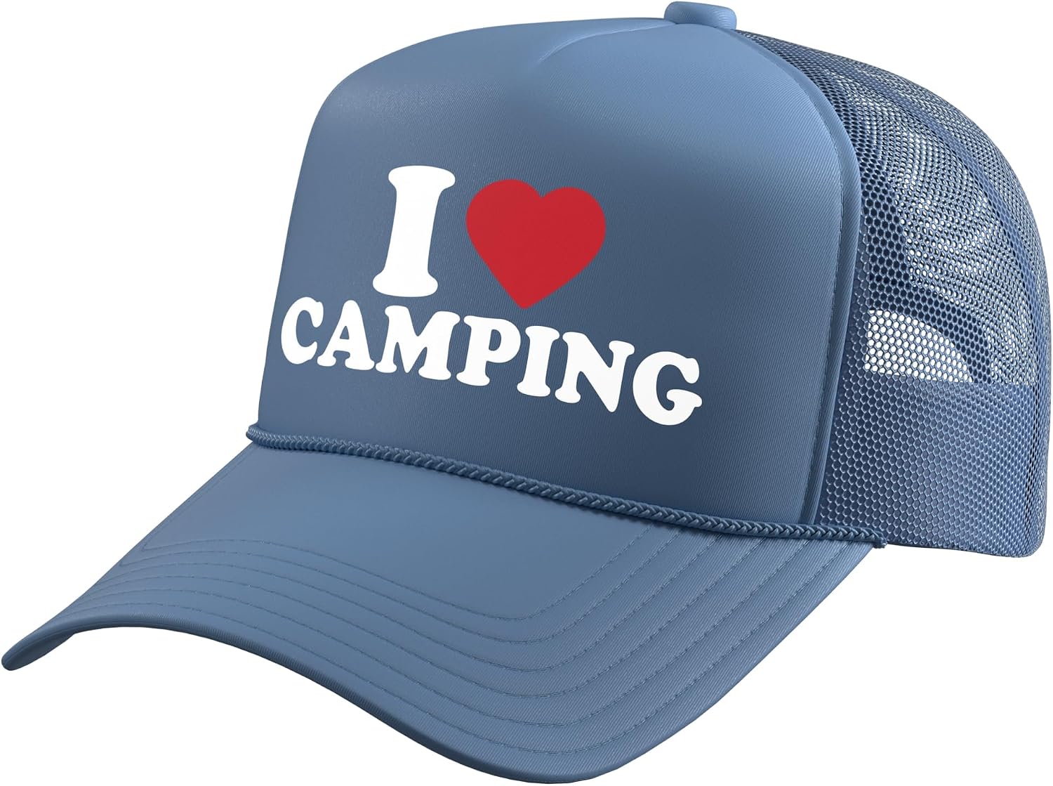 I Love Camping Funny Outdoor Nature Wilderness Trucker Hat with Adjustable Mesh Back