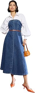 Sassafras Women’s Tube Washed Denim – Casual Streetwear Denim Dress