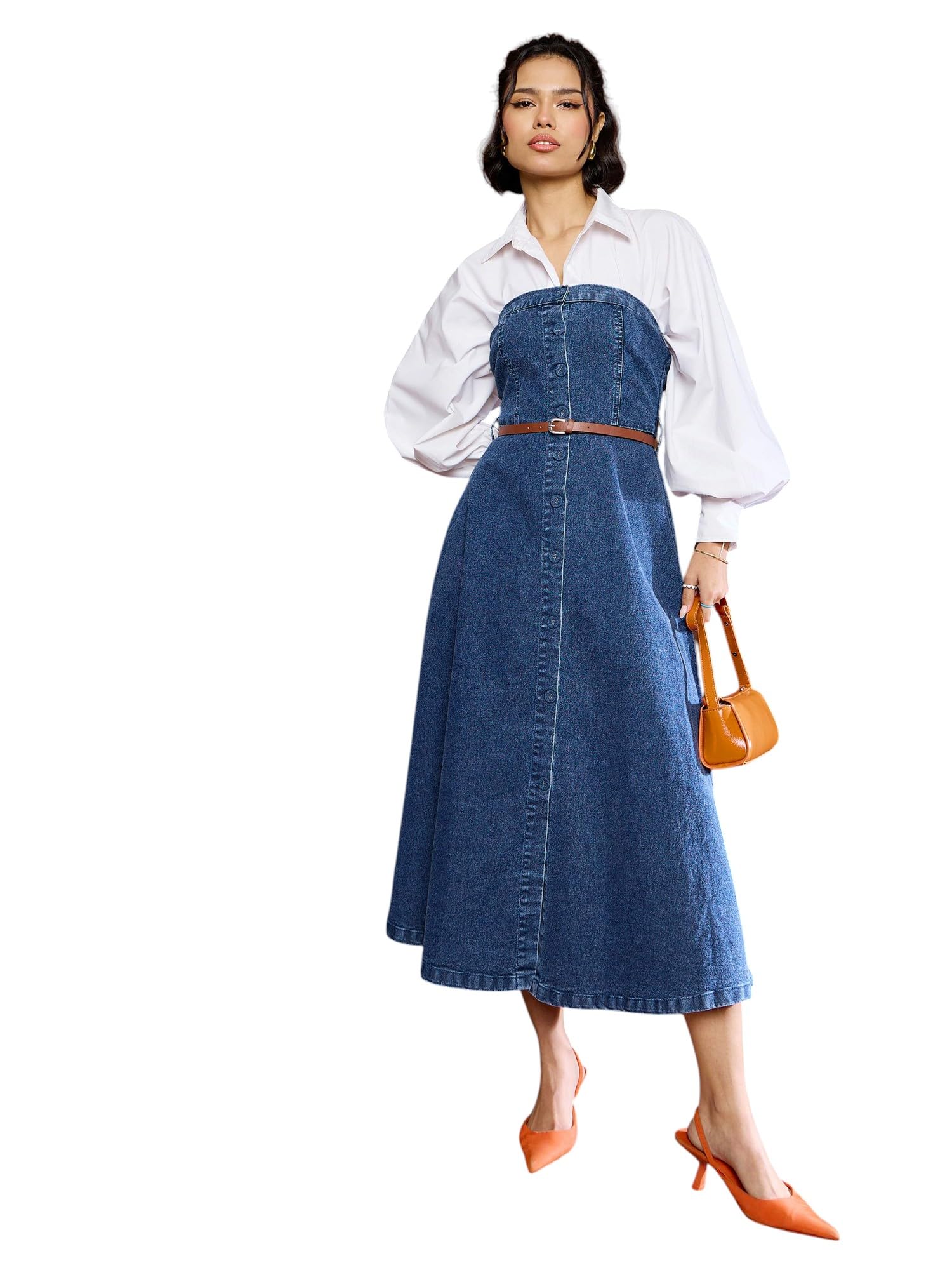 sassafras Women’s Tube Washed Denim – Casual Streetwear Denim Dress-picture-21