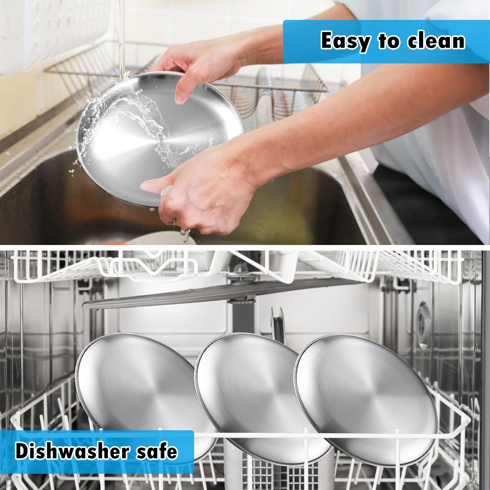 Set 4 Piatti In Acciaio Inox Per Campeggio - Ø20 Cm, Per Picnic E BBQ - Foto 4