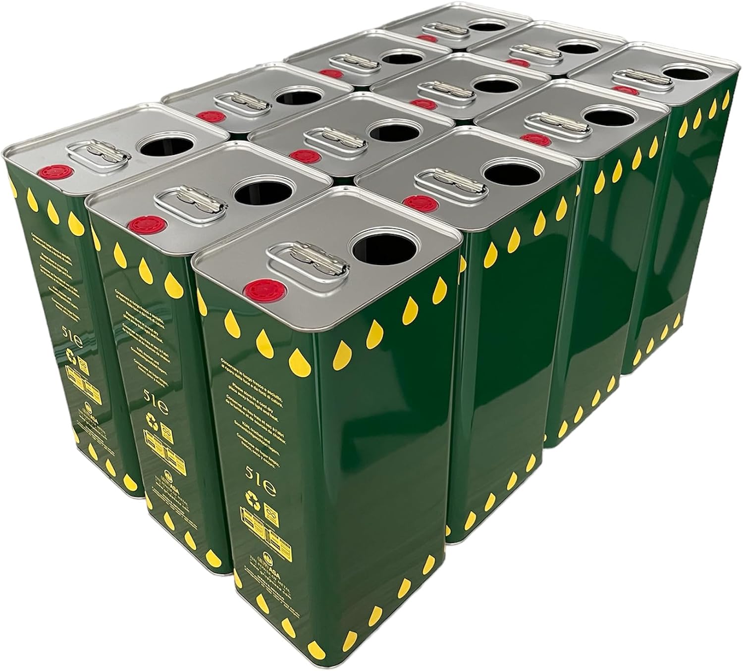 Lattine Rettangolari Vuote 5L per Olio - 12 Pezzi
