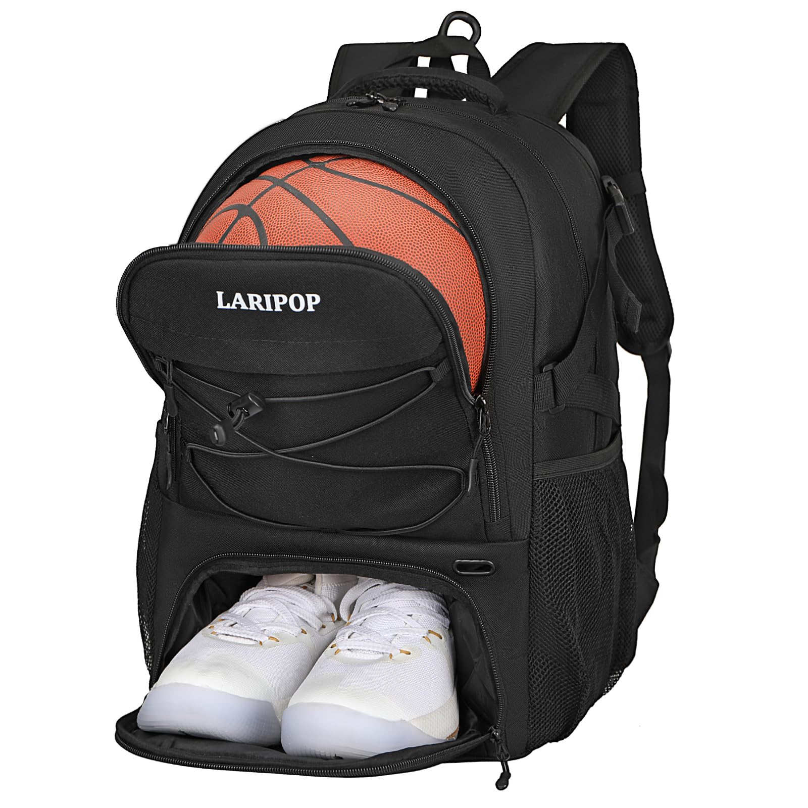 LARIPOP Basketball Backpack Large Basketball Bag with Ball Holder & Shoe Compartment for Youth Adults Men Women