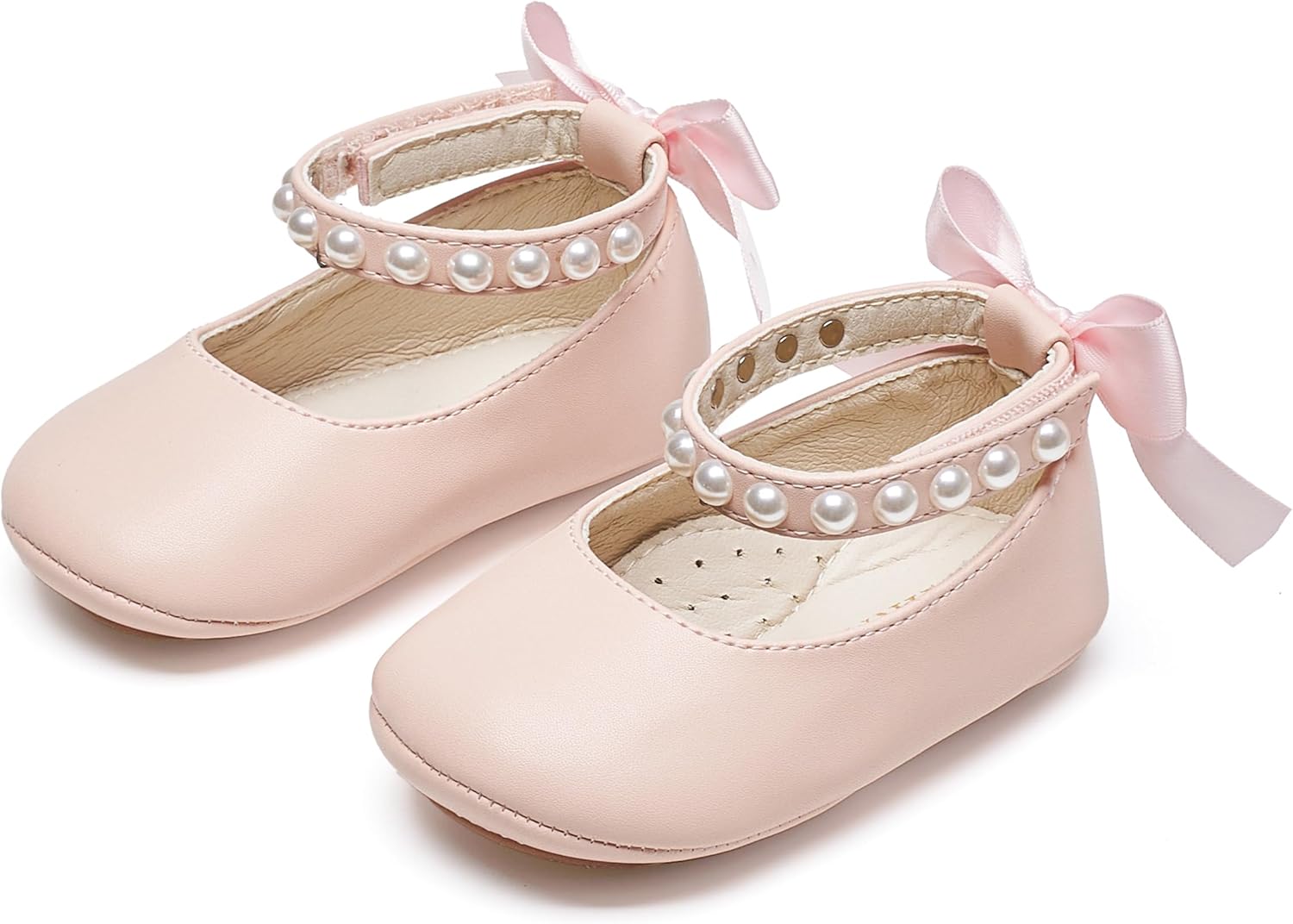Baby Girls Mary Jane Flats - Infant Newborn Walking Shoes Soft Rubber Sole Princess Wedding - Image 6