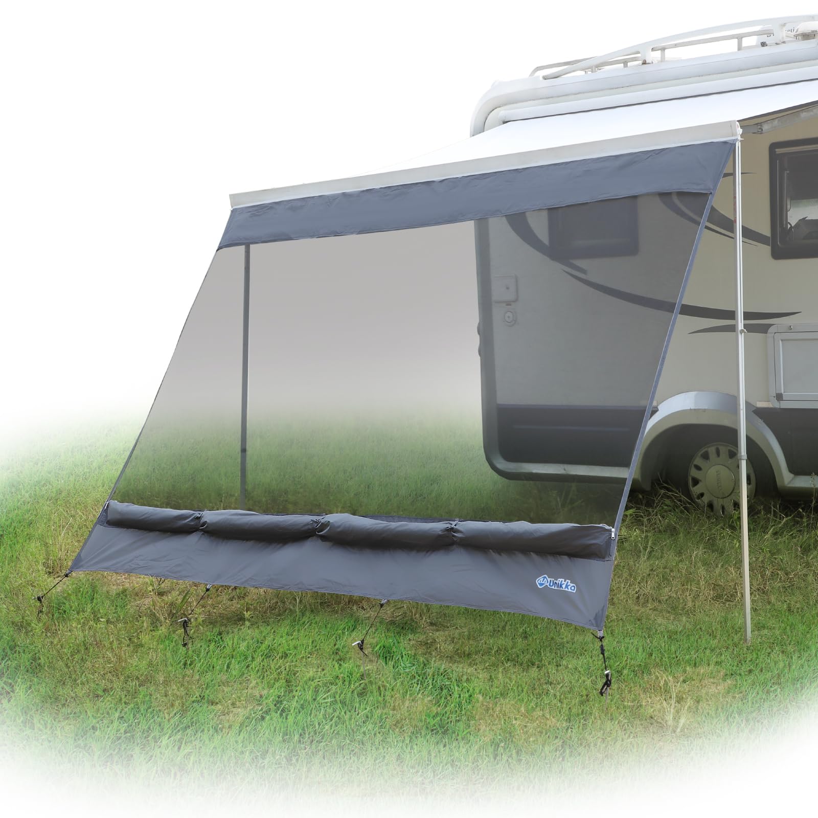 Awning Sun & Rain Blocker Front Wall & Side Walls for Camper Van, Motorhome and Caravan Minivan Bus Awning Wall Made Two-Layer Design (240 x 200 cm)
