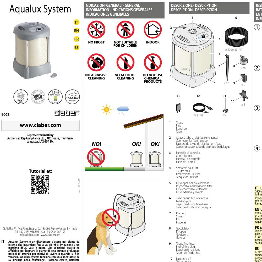 Claber Aqualux System, distributore d'acqua autonomo per irrigazione