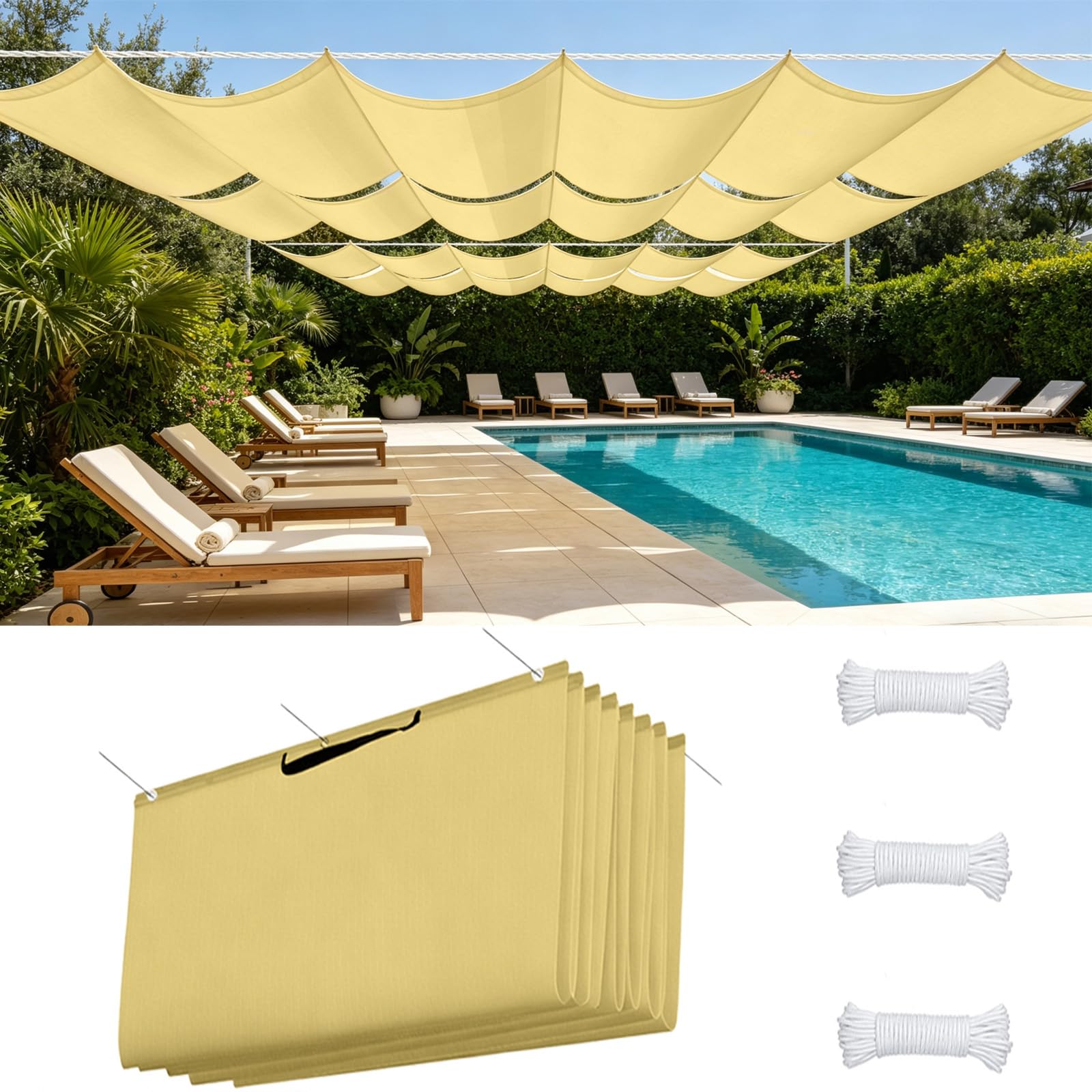 Voile d'ombrage anti-UV fini la chaleur étouffante sur la terrasse bâche crème