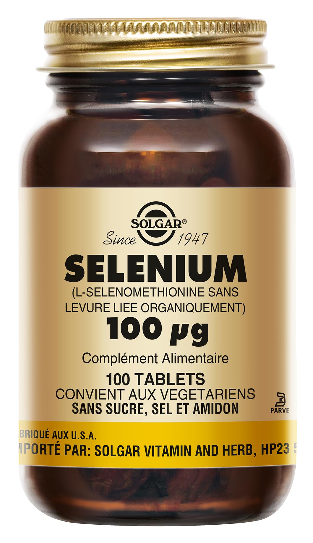 Solgar Sélénium 100 µg - Antioxydant - Contre le stress oxydatif - Beauté des ongles et des cheveux - Complément alimentaire - Flacon de 100 comprimés