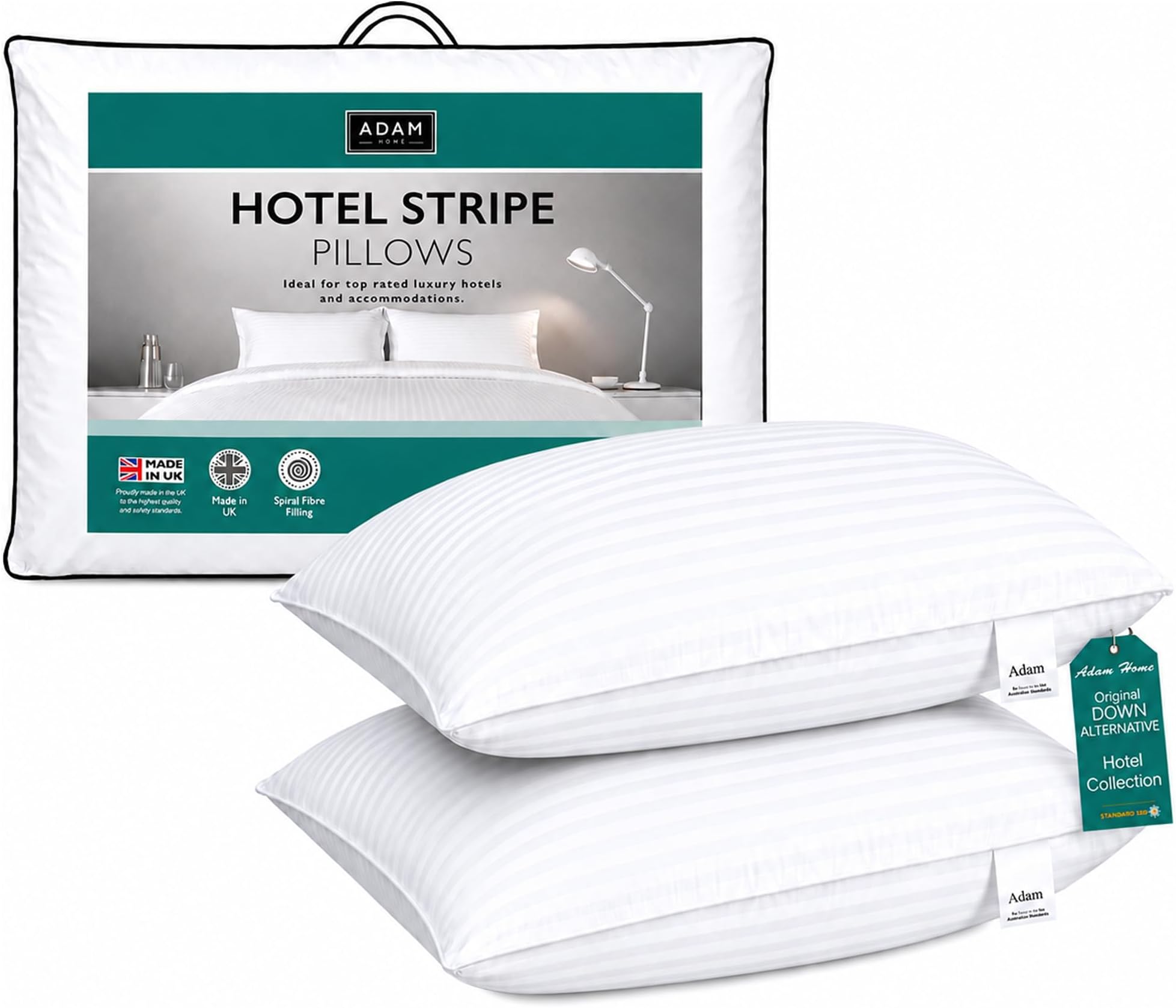 – Adam Home Pillows 2 Pack Hotel Quality Side Sleeper Bounce Back Bed Pillow Quick Rebound & Dust Proof Resistant Premium Filled Hotel Pillows Pack of 2