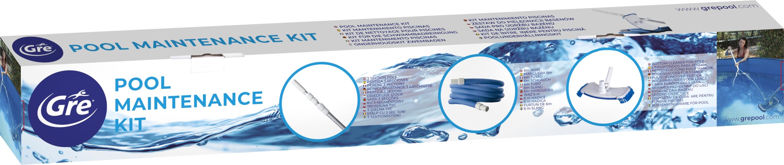 Gre AR2064 - Kit de nettoyage de piscine: Nettoyeur + Perche + Tuyau , 142 x 17 x 9.5 cm