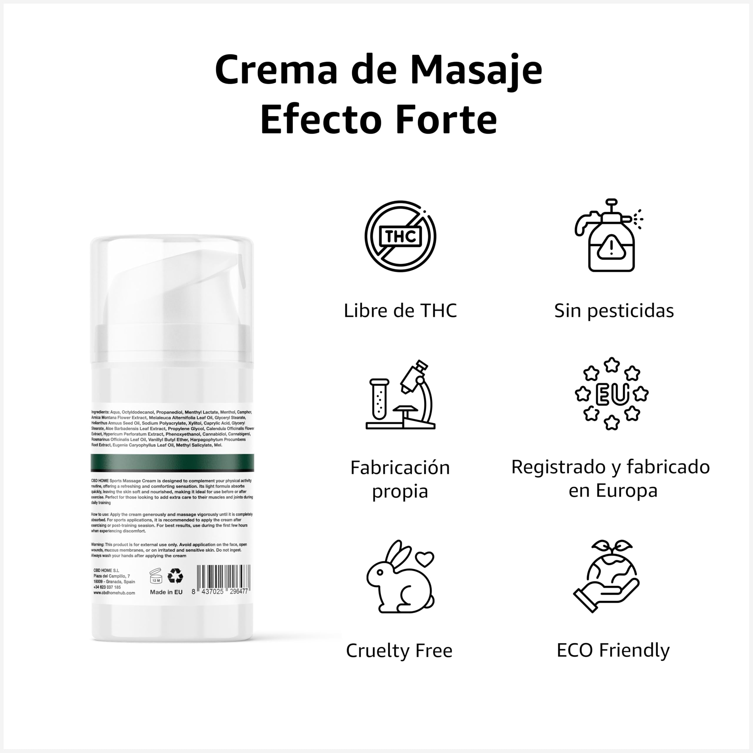 CBD HOME Sports - Krem do masażu z 6.500 mg CBD + CBG - Efekt kontrastowy - Z kannabidiolem, arniką, dziurawcem, hakoroślą - Mięśnie, kolana, odcinek lędźwiowy, szyja, barki, plecy - 100 ml