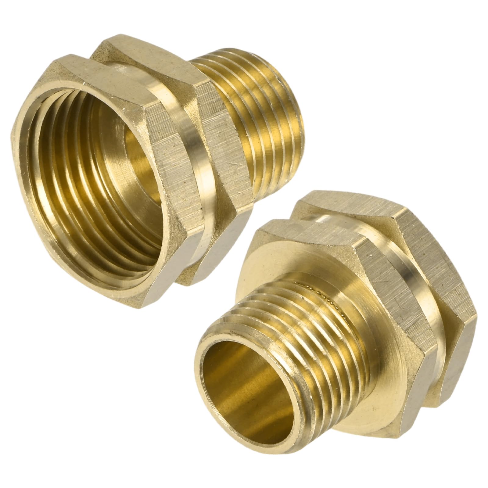 M METERXITY 2-Pack 3/4" GHT Female to 1/2" NPT Male Hose Adapter, Brass Garden Hose Fittings Connector for Faucet/Irrigation System Quick Connect, Water Pipe Adapter