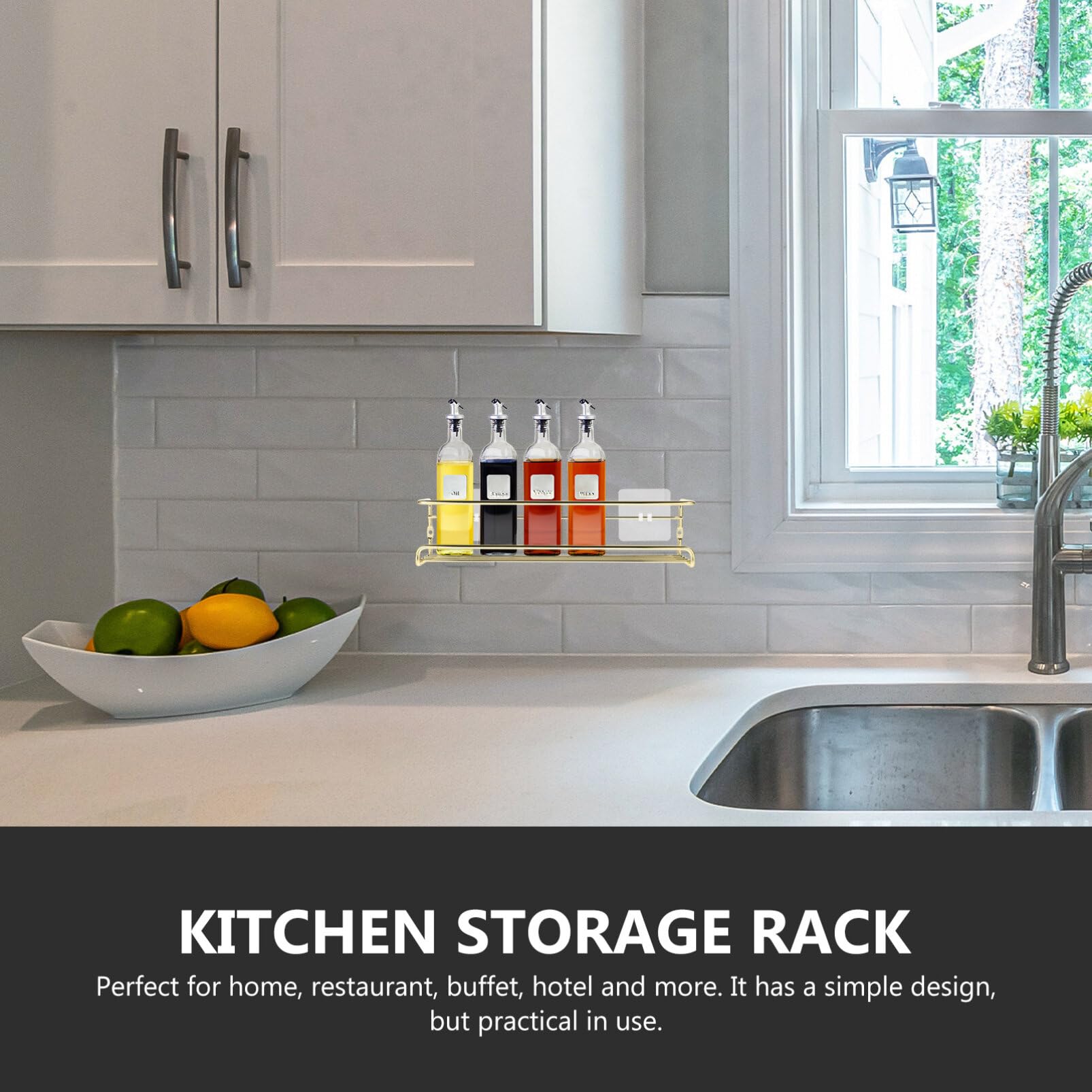 Kichvoe 1set Mensola Da Cucina Per Spezie Organizer Da Parete Per Riporre Condimenti e Utensili Perfetta Per Cucine e Bagni e Resistente Lucido