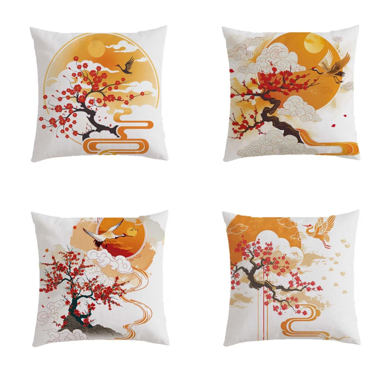 Housse coussin 70x70cm imperméable orange brûlée lot de 4