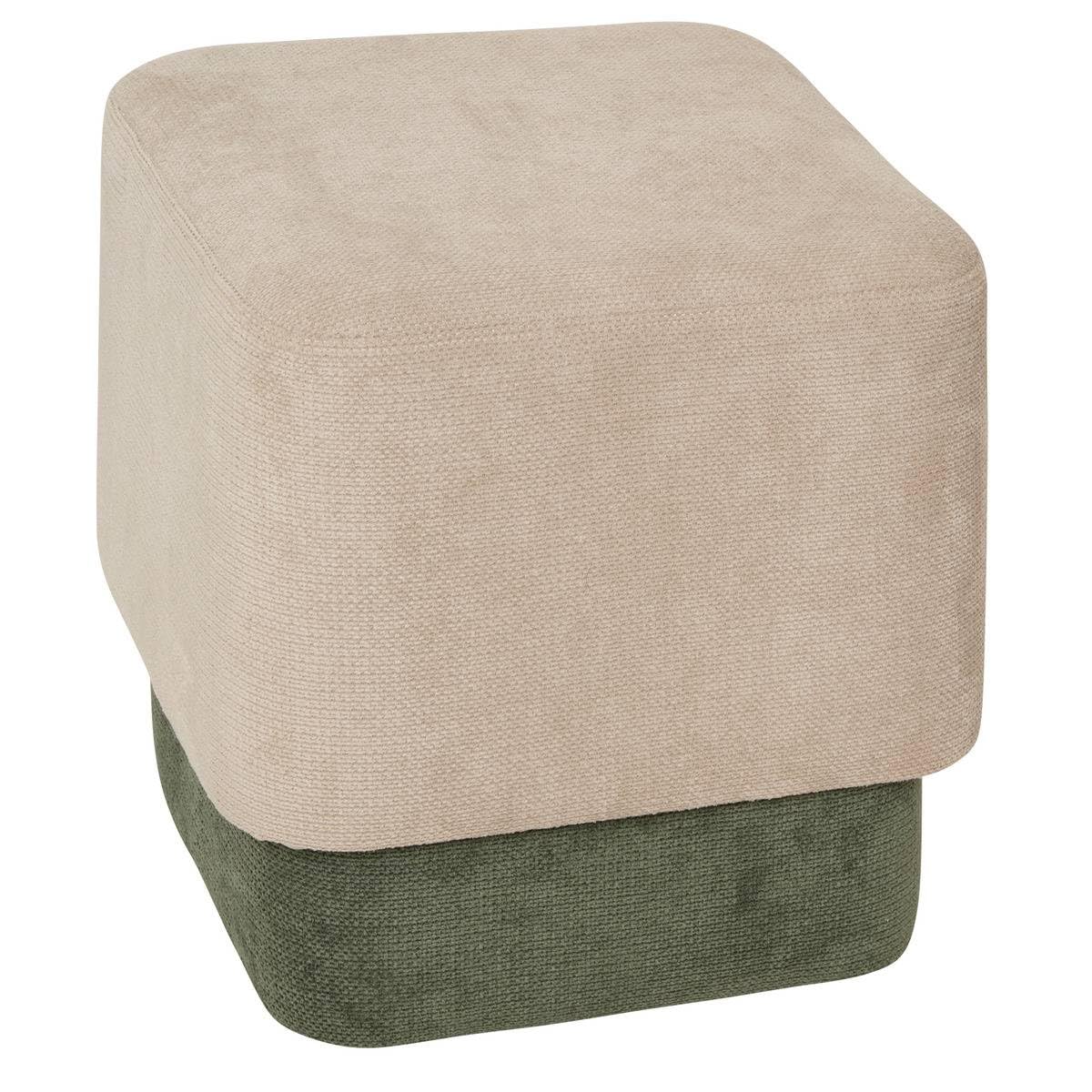 Pouf Leandre Atmosphera - 35x35x35 Cm, Tissu Beige Chiné, Pieds En Pin, Charge 110 Kg - 12