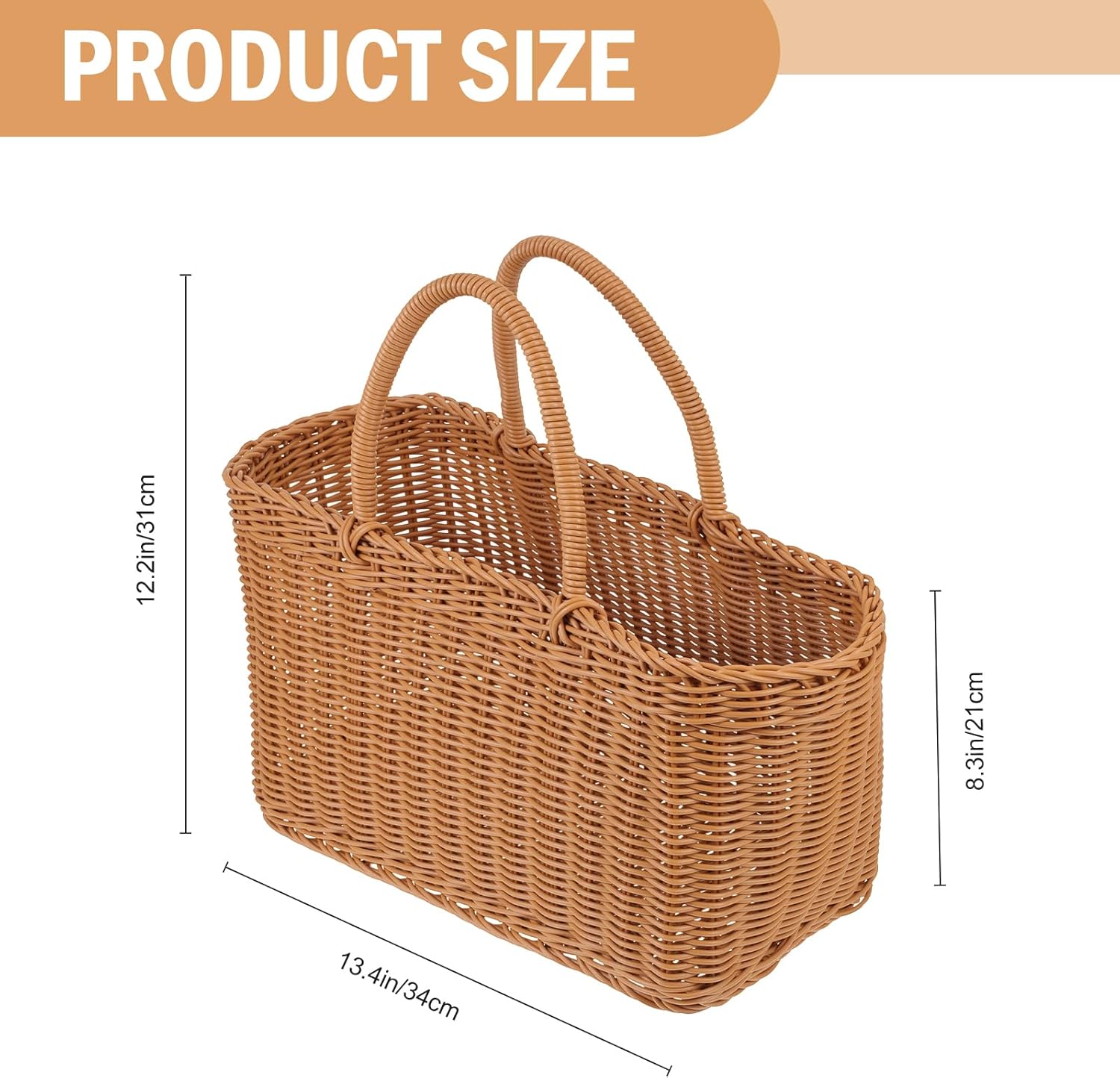 Garneck Storage Basket Woven Storage Basket Wicker Tote Basket Wicker Decorative Sundries Storage Containers For Bedroom Room Brown Woven Plant Basket