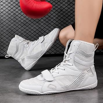 Blanca,42, Zapatos de Boxeo para Hombre, Antideslizantes Zapatillas de Lucha Libre, Antideslizantes Zapatillas de Lucha Libre para Hombres Mujeres Niños Niños Adolescentes2