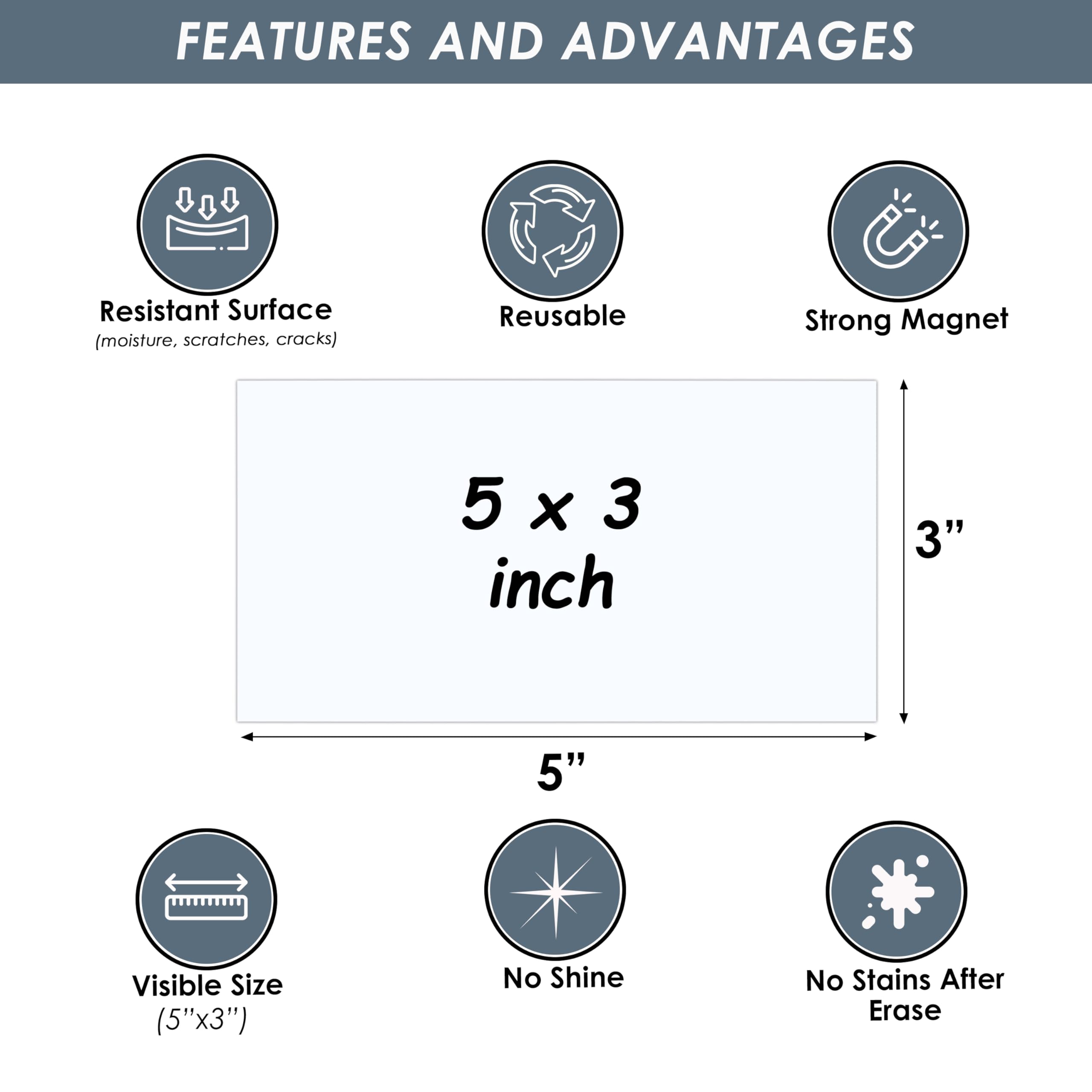 SweetCiervo Magnetic Labels 5x3 28-Pack - Highly Durable and All-Purpose Dry Erase Magnetic Labels for Office, Classroom, Home, Organizers. Whiteboard Blank Magnet Stickers and Magnetic Name Tags. - Image 2