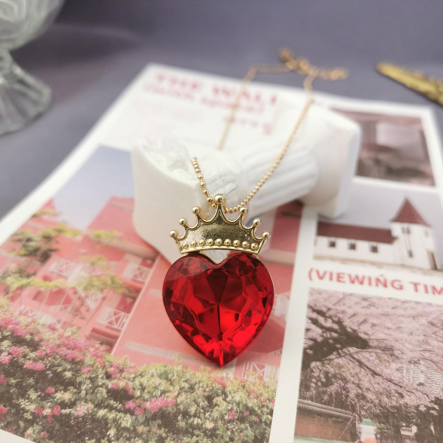 Evie crown Descendants Inspired Tiara and Necklace Queen of Hearts Jewelry Set Red Pendant and Heart Crown for Her Halloween Dress-up Accessories Small Size - Image 5