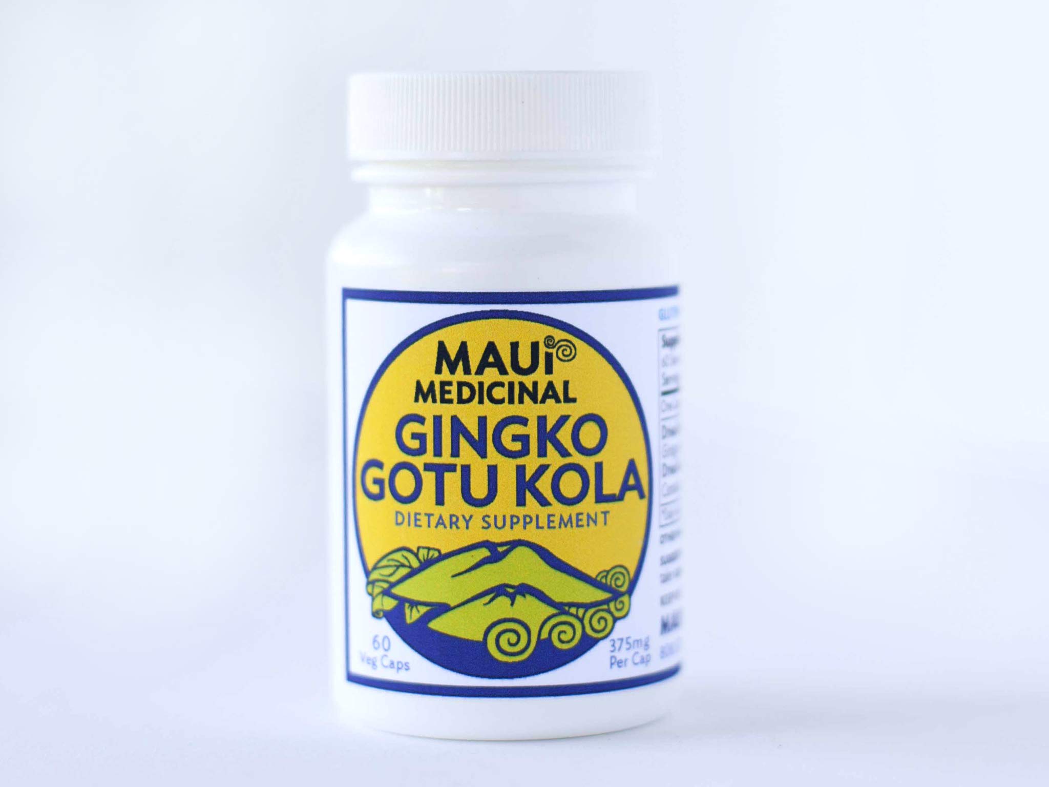 Ginkgo & Gotu kola Brahmi 90 Veggie Capsules- 375 mg per Capsule Organically Grown Ginkgo