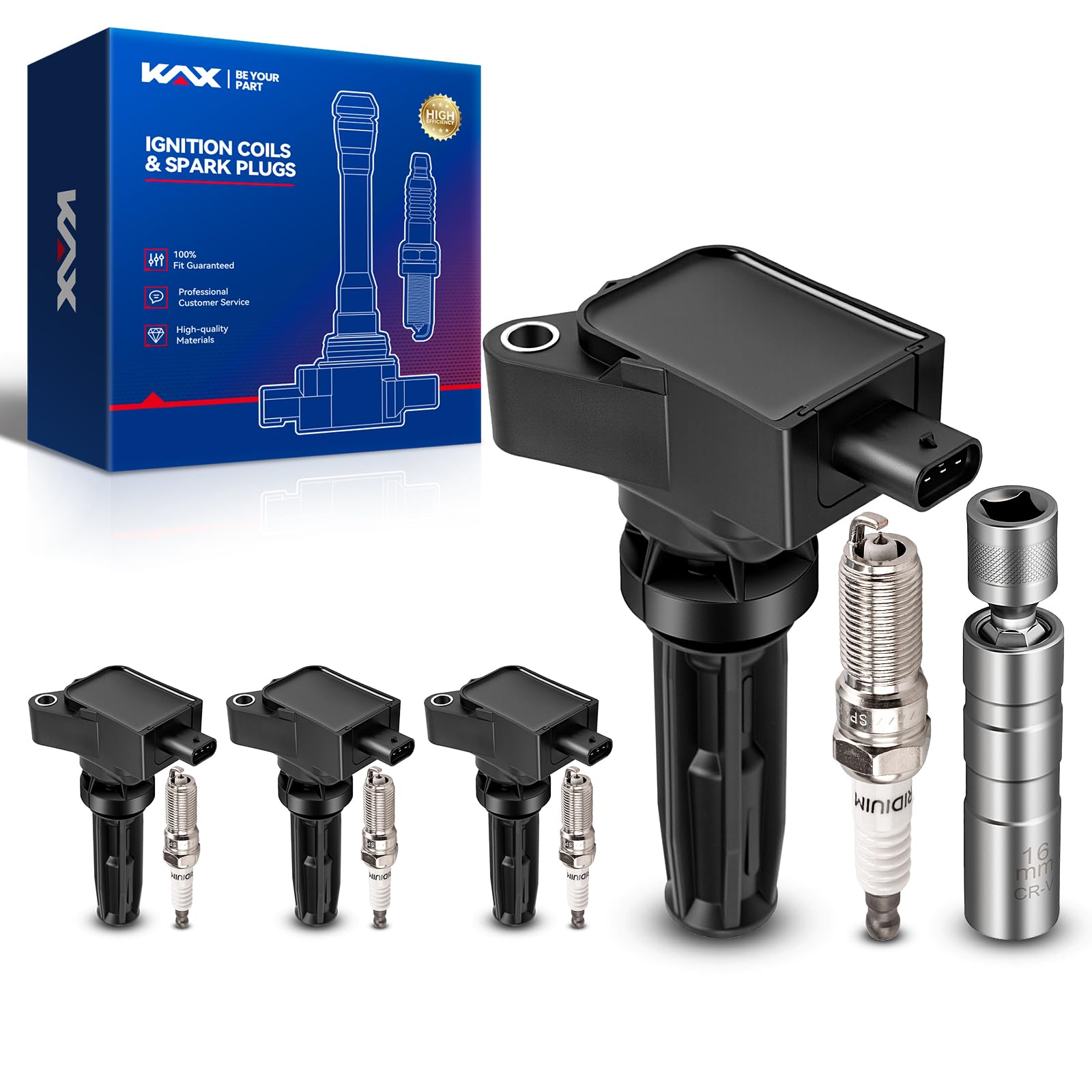 KAX 8 Ignition Coils &amp; 8 Spark Plugs Set for Ford Edge, Explorer, Ranger
