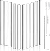 Worldity 20 Pack 12" Borosilicate Glass Blowing Tubes 12mm OD 8mm ID 2mm Wall + 4 Cleaning Brushes for Lab Experiments