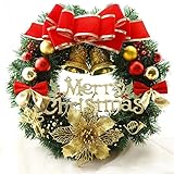 30cm Christmas Garland Wreath,Merry Christmas Wreath Front Door Ornament,Christmas Wreath Decorative Hanging Ornament Window Door Wreath for Party Holiday Décor