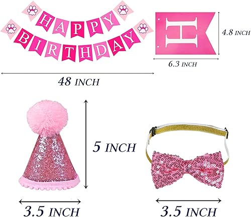 Vista 35 de STMK Decoraciones de cumpleaños de gato, sombrero de cumpleaños de gato con número, bandana, cuello de lazo para gatos, ropa de gatitos, trajes