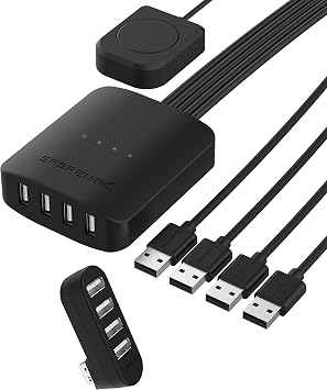 SABRENT USB 2.0 Sharing Switch up to 4 Computers and Peripherals LED Device Indicators + SABRENT 4-Port USB 2.0 Hub