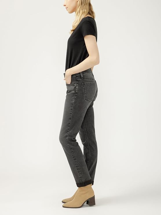 Silver Jeans Co. Women's Boyfriend Mid Rise Slim Leg Luxe Stretch Jeans