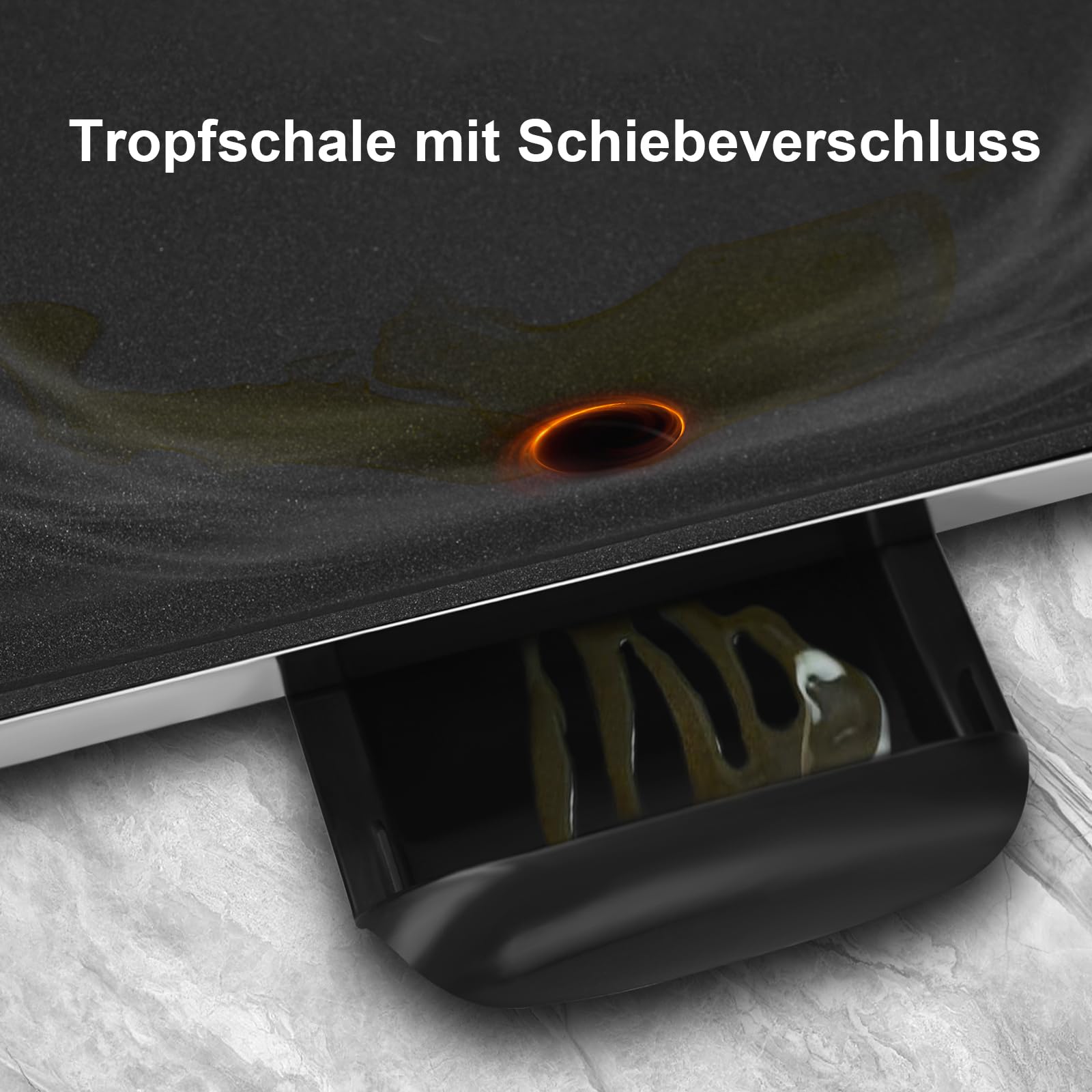 AEWHALE Tischgrill Elektrisch,XXL Plancha-Teppanyaki Grillplatte 2400W mit Wind-/Spritzschutz aus Edelstahl,Grillspaß für 10 Personen Innen/außen,Extra Wide(90x33cm)