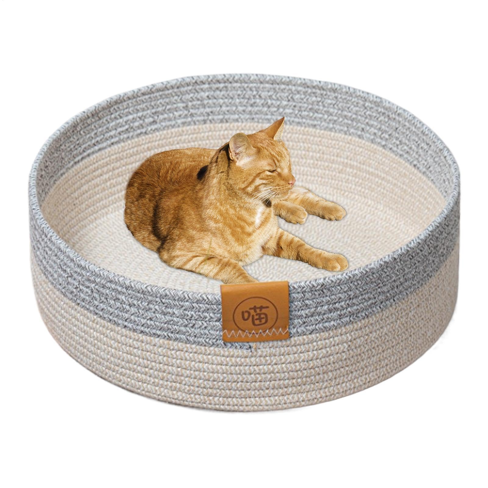 Lit pour chat tressé en coton respirant et griffoir de salon au design bohème