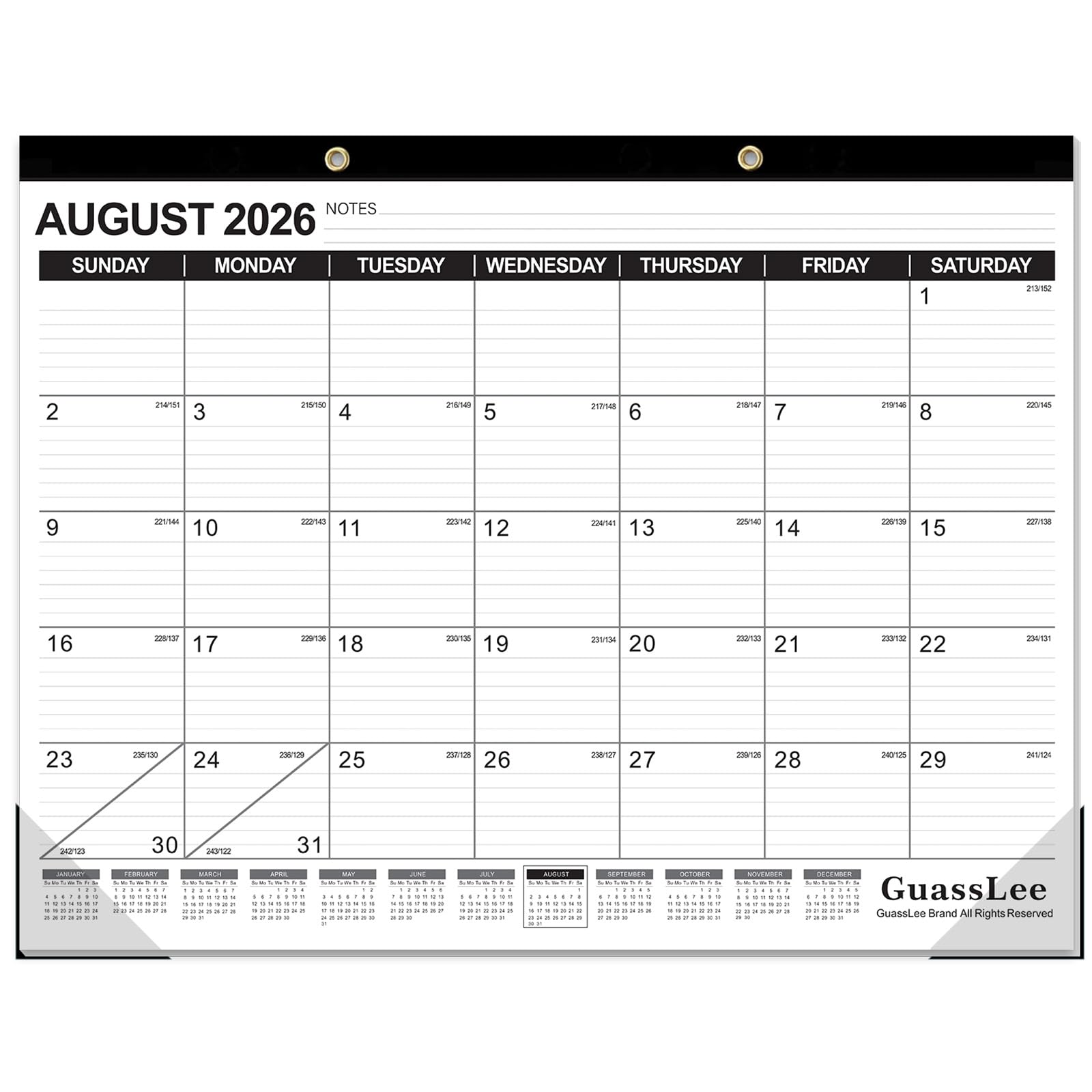 GuassLee Large Desk Calendar 2026-2027,19 Months from Jun. 2026 to Dec. 2027, 22 x 17 Inches Desktop Wall Calendar Hanging Planner with Julian Date, Notes, Corner Protectors for School Home Office — image 1