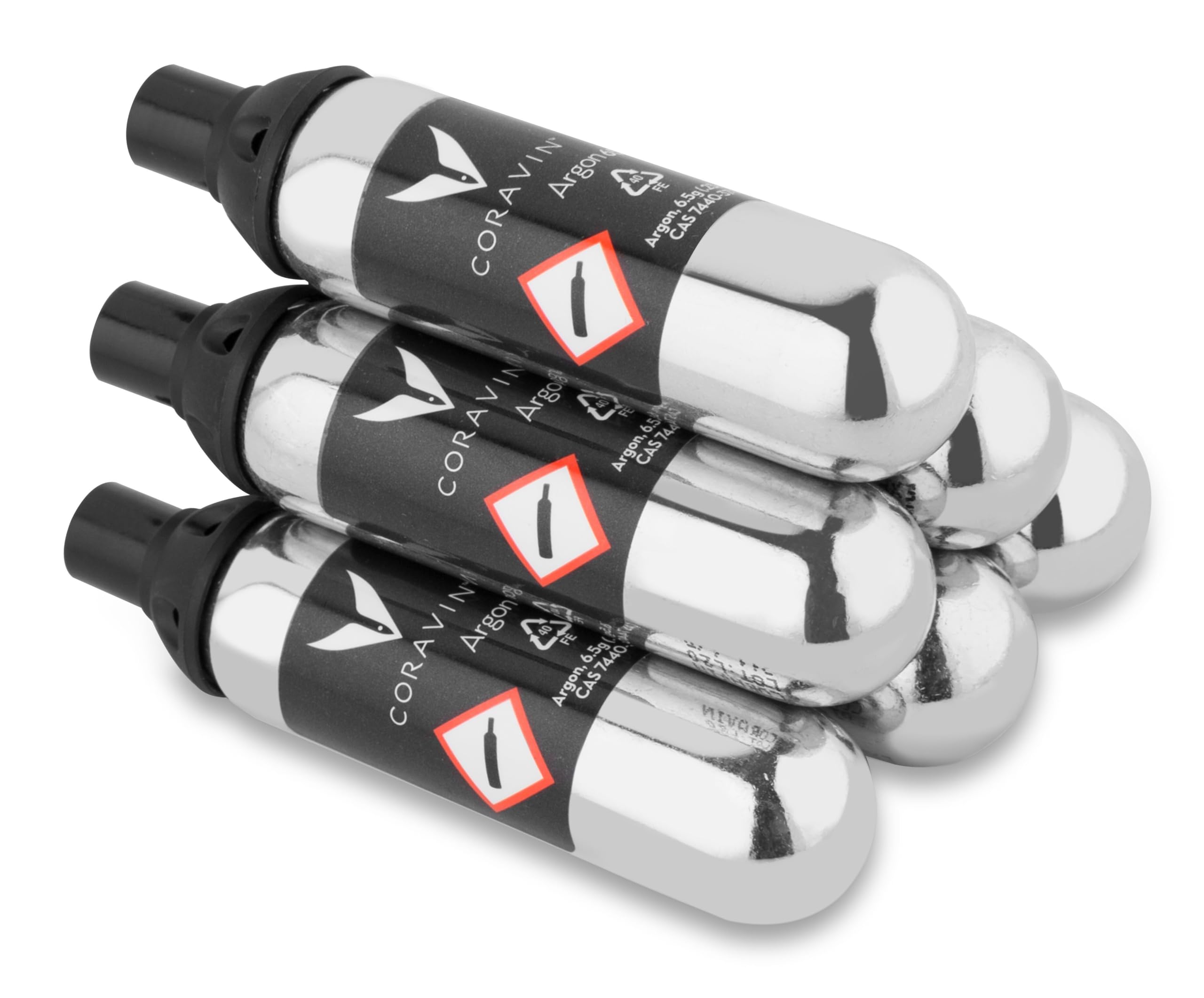 Coravin Capsule in Acciaio Inossidabile con Gas Argon | da Utilizzare con i Sistemi di Conservazione del Vino Capsula Conserva Fino a 15 Bicchieri, Confezione da 6