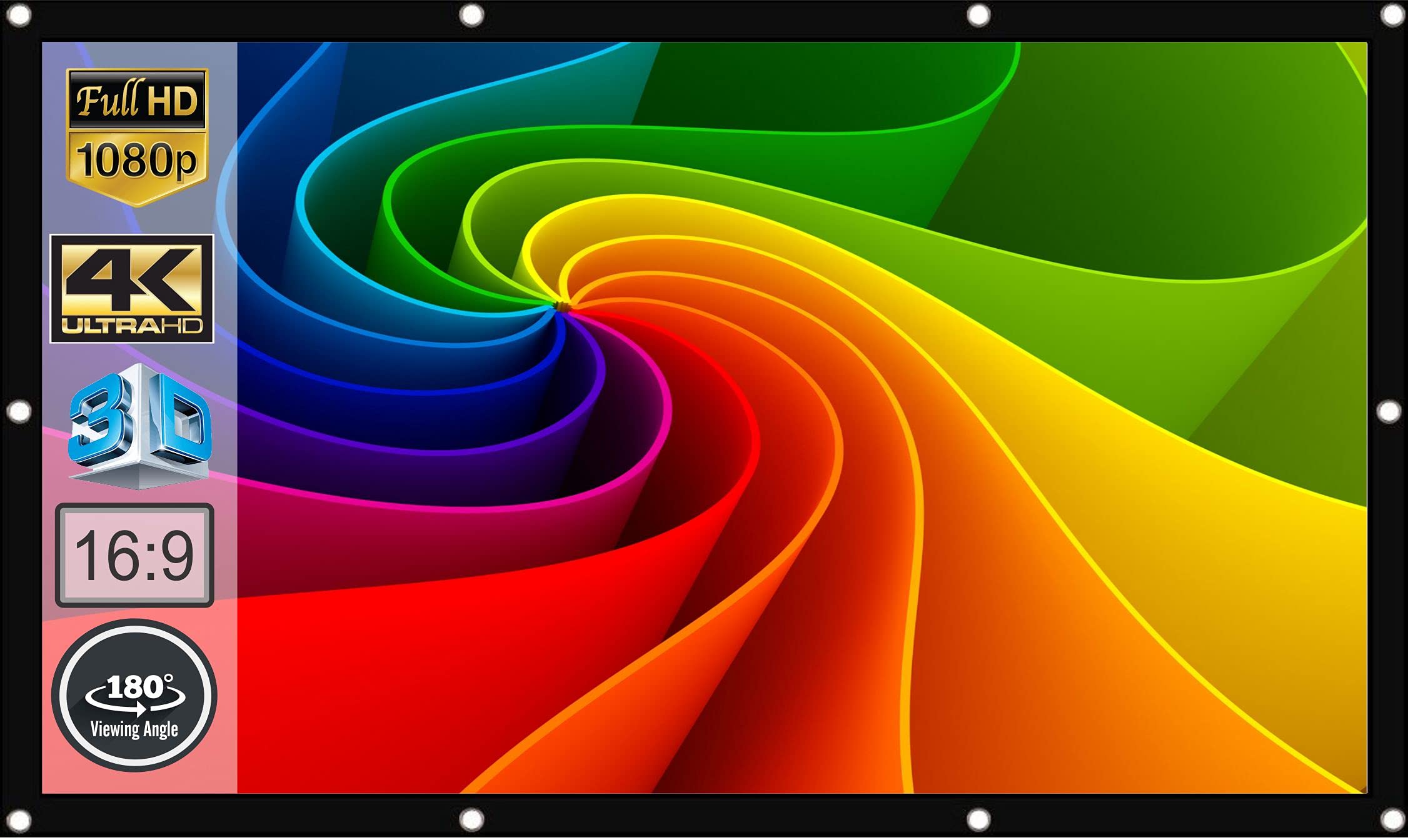 Technolite 7 Ft. x 4 Ft. 16:9 Aspect Ratio 92 Inches Diagonal Supports UHD-3D-4K Technology Universal Eyelets Type Foldable Anti Crease Projector Screen (Width 214 cms x 122 cms Height) White