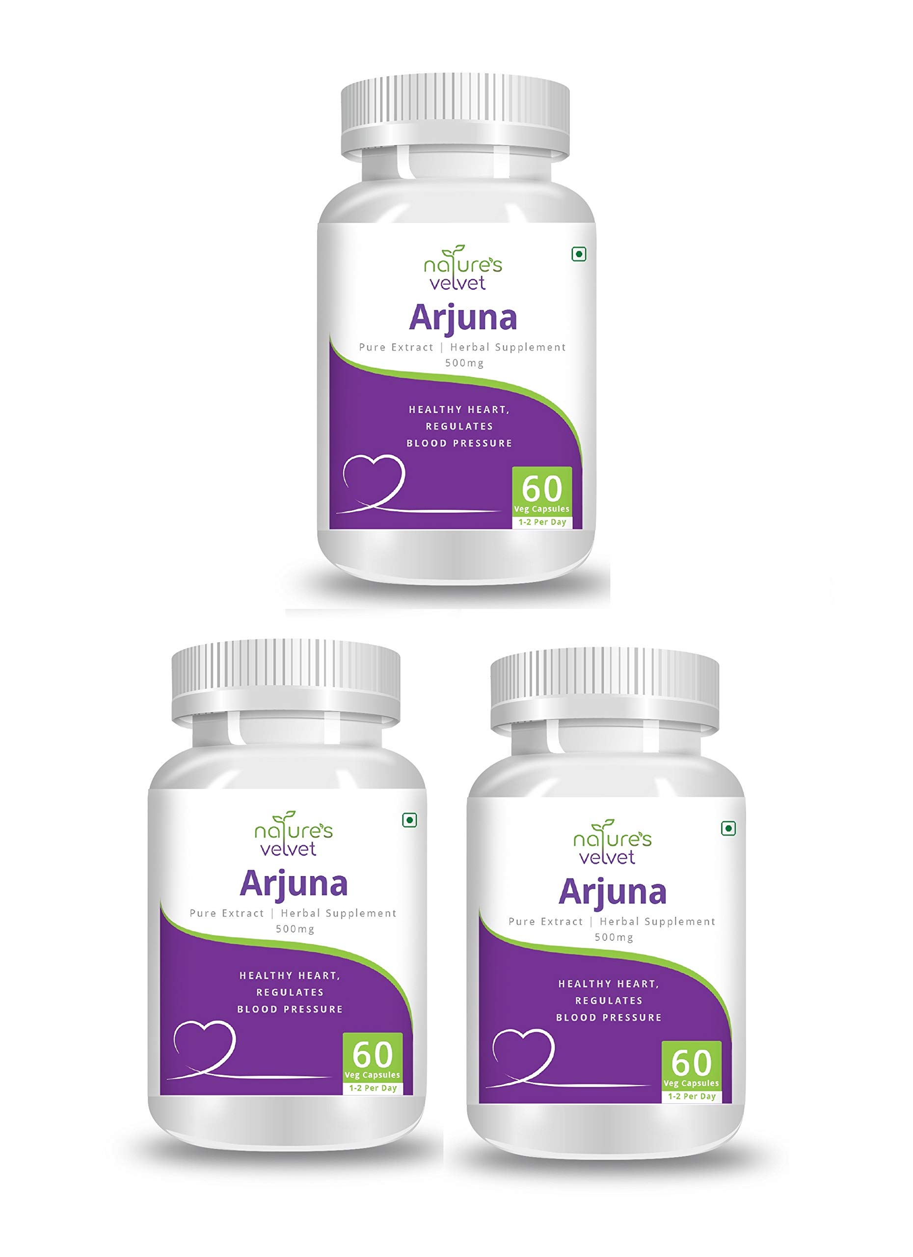 Natures Velvet Lifecare Arjuna Pure Extract 500 mg, 60 Veggie Capsules - Pack of 3 (B072YYGJ9H) Amazon Price History, Amazon Price Tracker