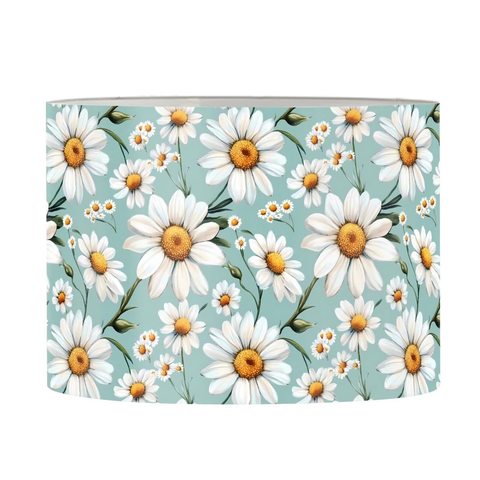 FANCOSAN Green Daisy Lamp Shade for Living Room Trendy Drum Cover Replacement Home Decor M — image 1
