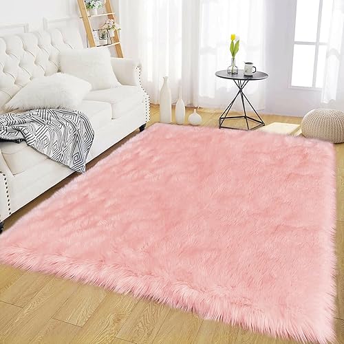 Miniatura 97 de Latepis - Tapete de cuero sintético, esponjoso, pelo largo, de 5 x 8 pies, color blanco, para la sala, dormitorio, sala de juegos o habitación del