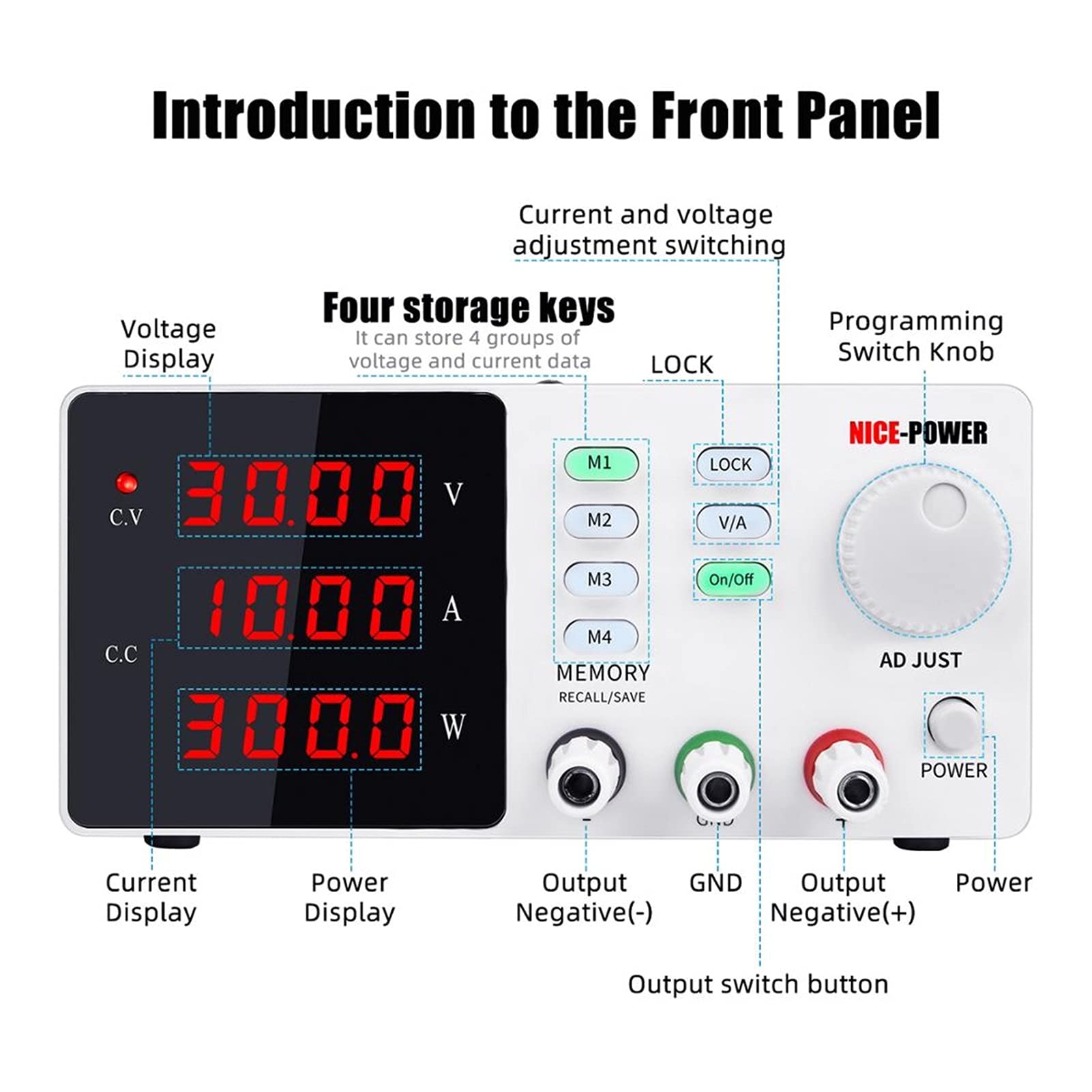 Fuente de Alimentación 3 0v 10a 60v 5a Programable corriente continua Fuente de alimentación Ajustable Función memoria alta precisión Cambio la fuente regulada(120V 3A,U-K)