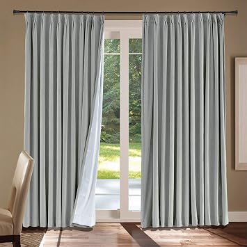 cololeaf 52" W x 84" L Pinch Pleated Curtains Room Darkening Velvet Curtain with Blackout Lining for Traverse Rod Or Track, Living Room Bedroom Club Theater Patio Door 1 Panel, Grey