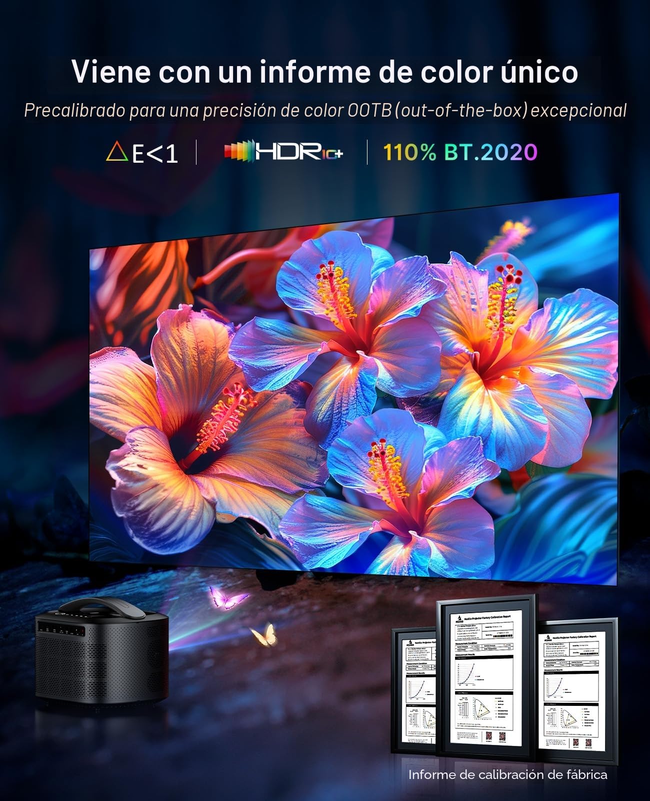 NexiGo TriVision Ultra, proyector portátil 4K Tri-LED-Láser, 2600 lúmenes, sin Moteado láser, sin Fatiga Visual, Dolby Vision, HDR10+, Cine en casa/jardín con 3D, DTS Virtual:X de 30W