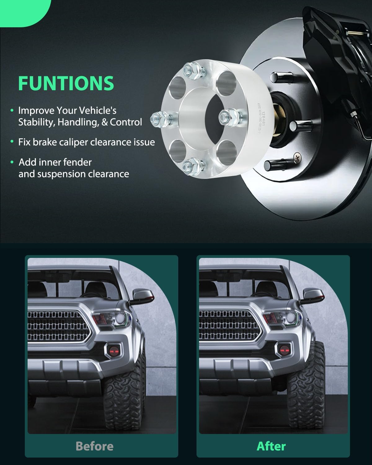 SCITOO 4pcs Wheel Spacers 2" 4x110 Bore 74mm Studs M10x1.25 4 Lug Wheel Spacers Adapters Fit for for Honda ATC250ES Big Red ATC250R TRX250TE FourTrax Recon ES TRX250TM FourTrax Recon