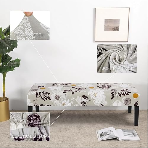 Vista 33 de SearchI Funda para banco de comedor, fundas largas elásticas y lavables para asiento de banco de banco rectangular, para comedor, sala de estar
