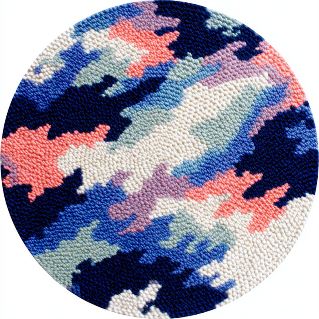 Rqwybcaxn DIY Latch Hook Rug Making Kits for Adults Crochet Hooks Set Colorful Patterns 50x50cm Round Tapestry with Crochet Hook Living Room Craft Gift