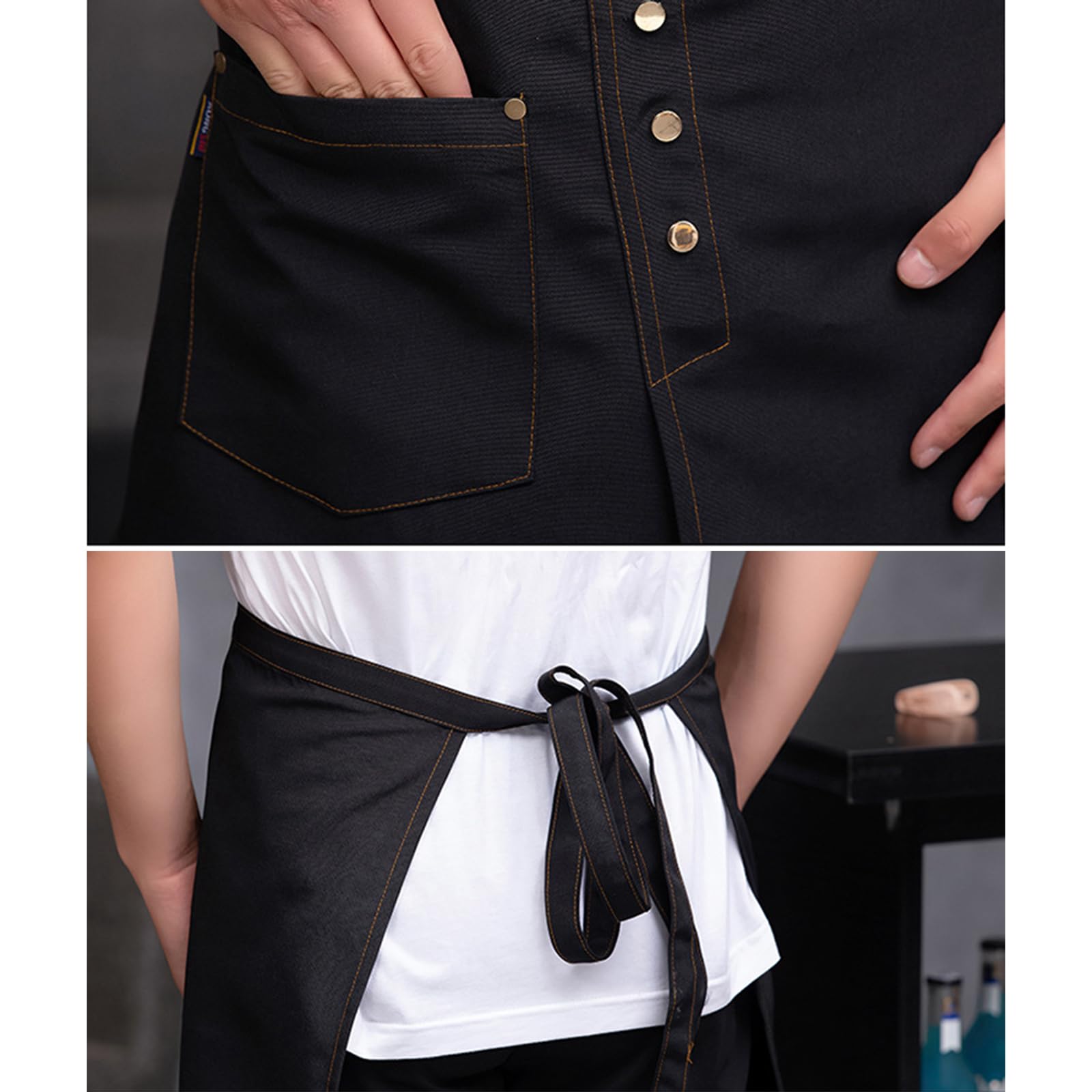 Delantal ajustable e impermeable para hombre y muj Paquete de 2 delantales impermeables con pierna dividida y bolsillos, lazos de cintura larga, multicolor