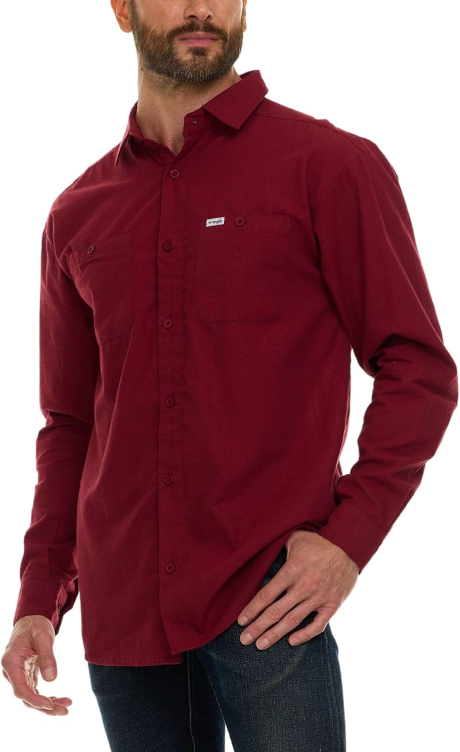 Wrangler Button Up Long Sleeve Shirts for Men Big and Tall, Lightweight Chambray Mens Dress Shirts, Western Shirt - Image 3