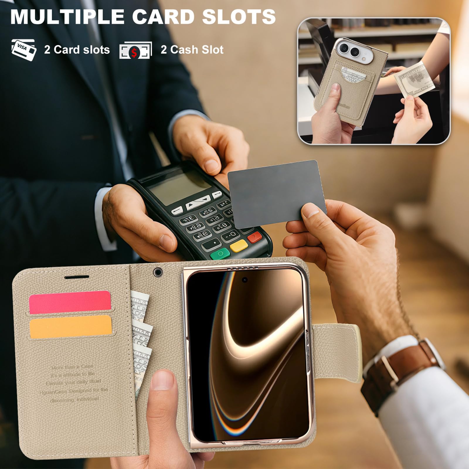 Coque Rabattable pour IPhone Duo Portefeuille Magnétique RFID Support