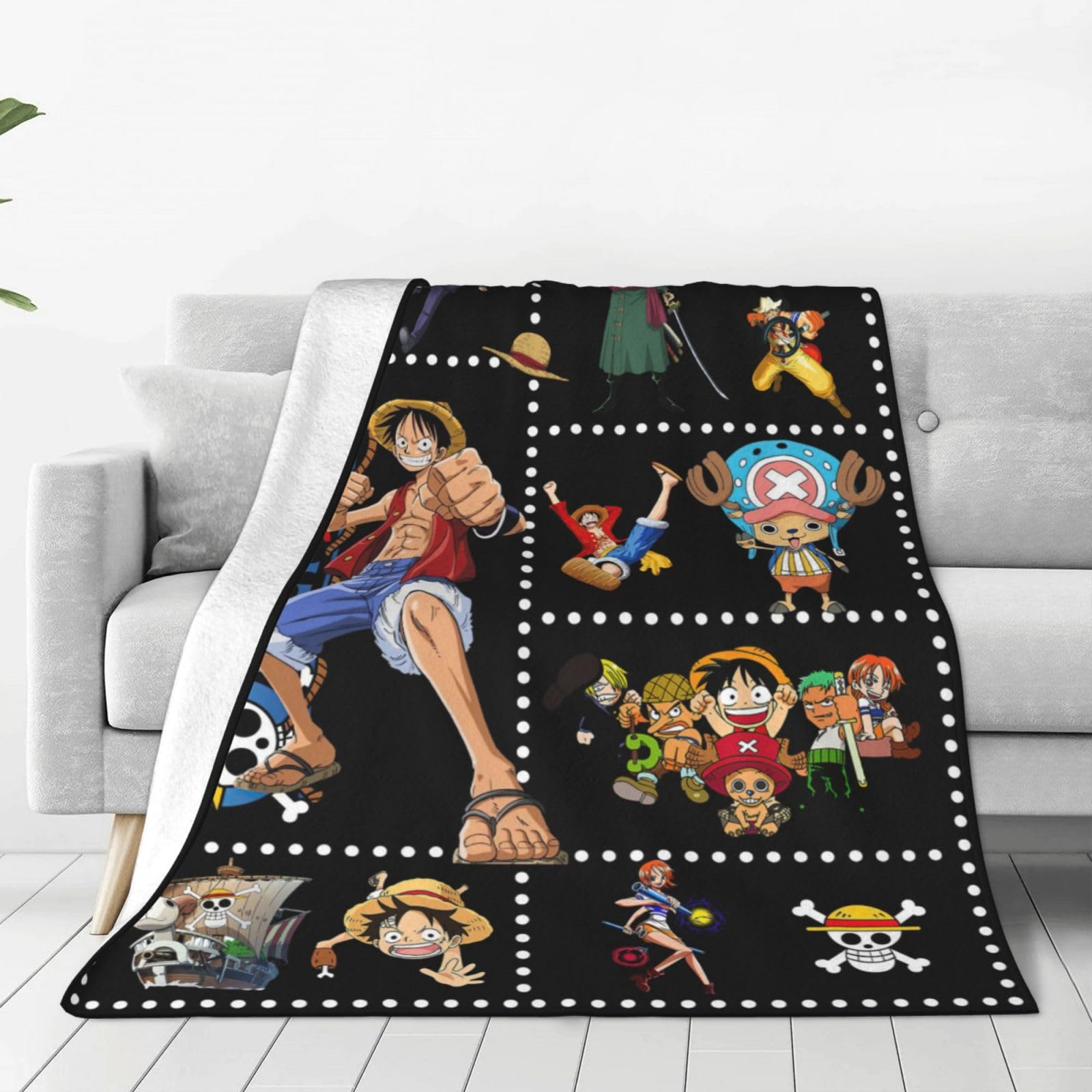 Anime Blanket Characters One Blanket Flannel Fleece Throw Blanket Japanese Cartoon Blankets for Teen Boy Adults Gift Funny Blankets Decor for Home Couch Bed Sofa Picnic Plush Travel 50"x40"