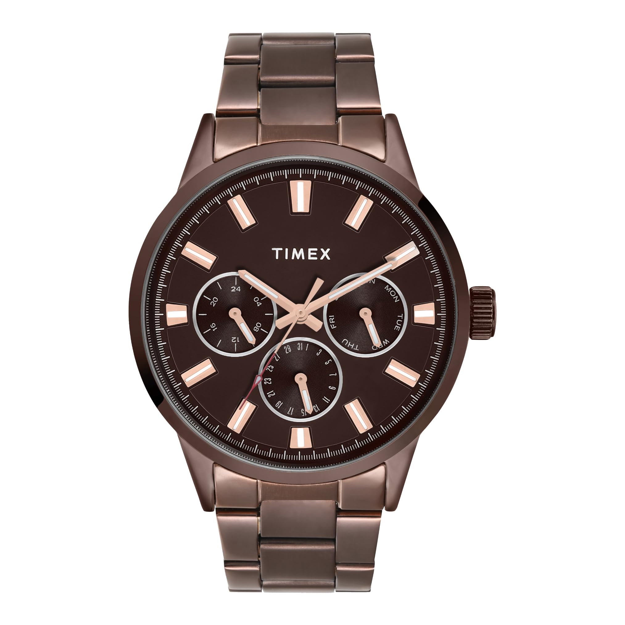 TIMEX Men Stainless Steel Brown Round Multifunction Dial Analog Watch - Tweg19929, Band Color-Brown (B0CQRP96YV) Amazon Price History, Amazon Price Tracker