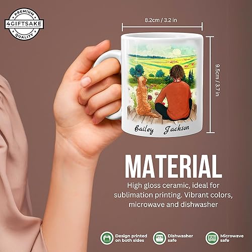 Miniatura 10 de 4GiftSake - Taza de café personalizada con diseño de perro, mamá, niña, amor, té - Taza de cerámica personalizada con imagen conmovedora de mascotas